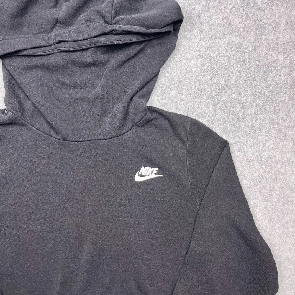 nike sportswear club funnel neck hoodie black fleece medium